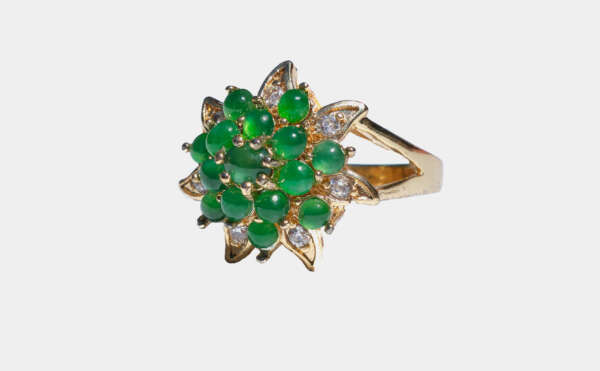 Floral Cluster Natural Jadeite Jade Ring (Type-A) – Burmese Cabochons