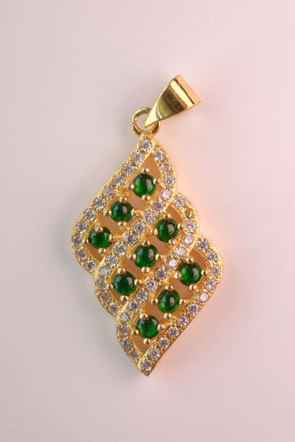 ave Bloom Pendant – Certified Type-A Natural Burmese Jadeite in Gold-Tone Alloy