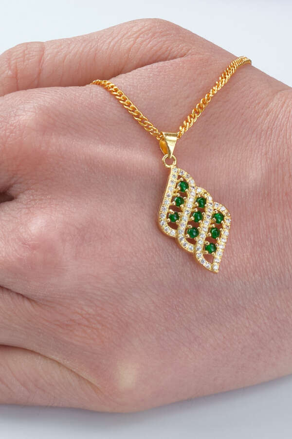 ave Bloom Pendant – Certified Type-A Natural Burmese Jadeite in Gold-Tone Alloy
