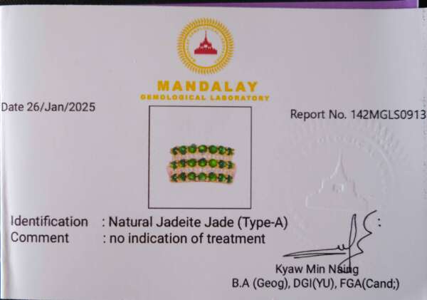Triple Row Jadeite Band – Adjustable Type-A Burmese Jade Ring - Image 7